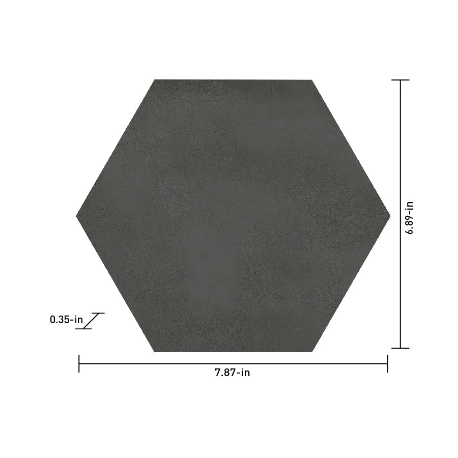 Satori Nouveau Nero 7-in x 8-in Matte Porcelain Encaustic Hexagon Floor and Wall Tile (0.28-sq. ft/ Piece), photo 9 of 15