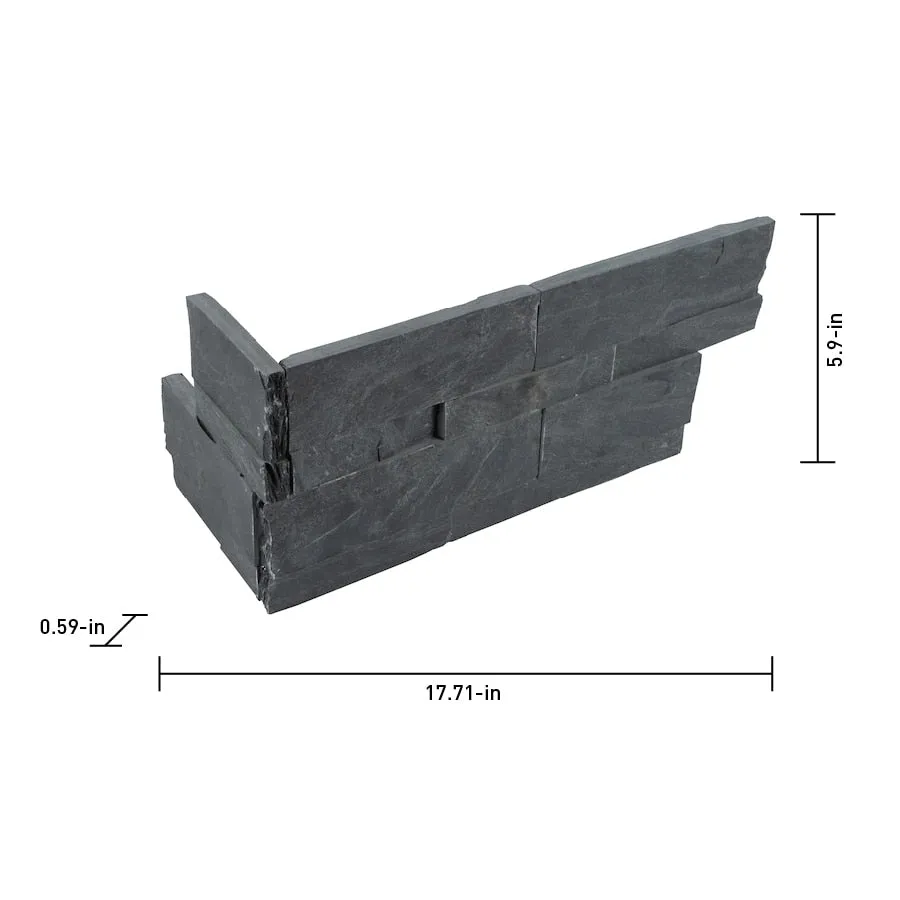 Satori Charcoal Ledgestone Corner 6-in x 18-in Natural Slate Wall Tile, 4.4-sq ft Carton, photo 4 of 6
