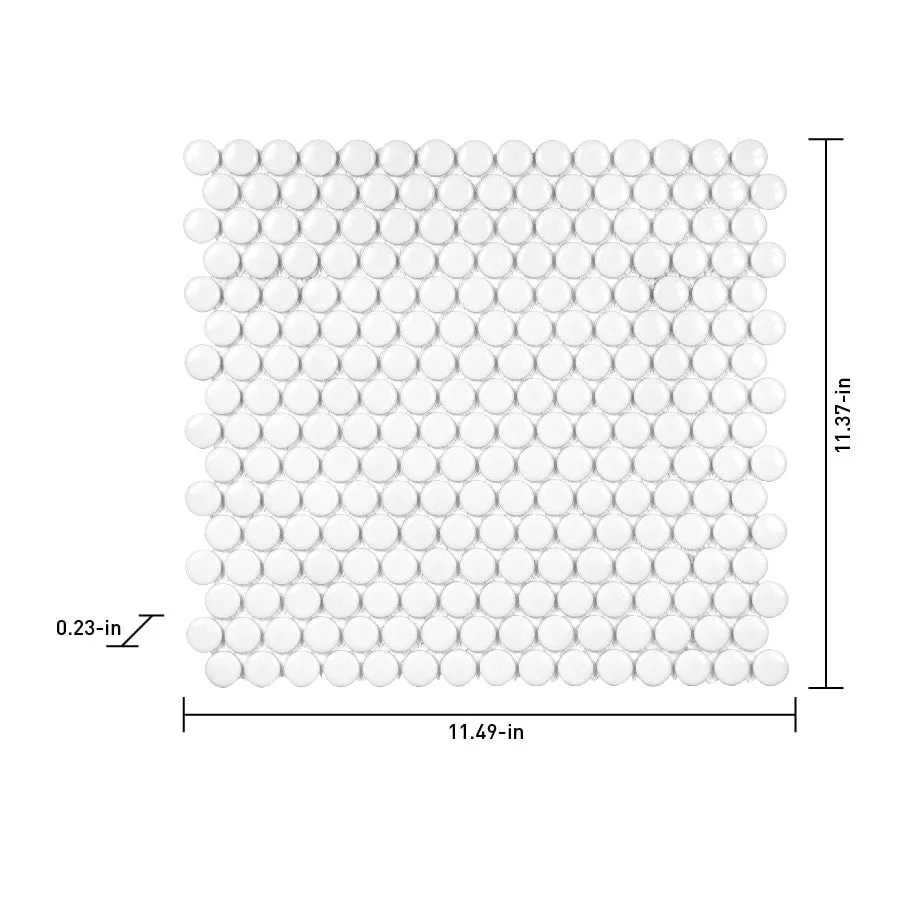 Satori Hudson Brilliant White 12-in x 12-in Glossy Porcelain Mosaic Wall Tile (0.9-sq. ft/ Piece), photo 6 of 8