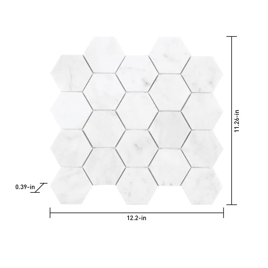Satori Venatino 12-in x 12-in Polished Natural Stone Marble Look Hexagon Mosaic Wall Tile (0.95-sq. ft/ Piece), photo 7 of 8
