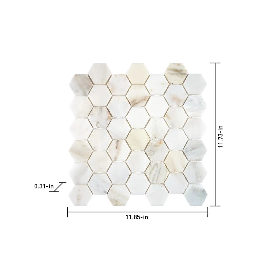 Satori Bianco Perla 12-in x 12-in Polished Natural Stone Look Hexagon Mosaic Floor and Wall Tile (0.96-sq. ft/ Piece), photo 5 of 7