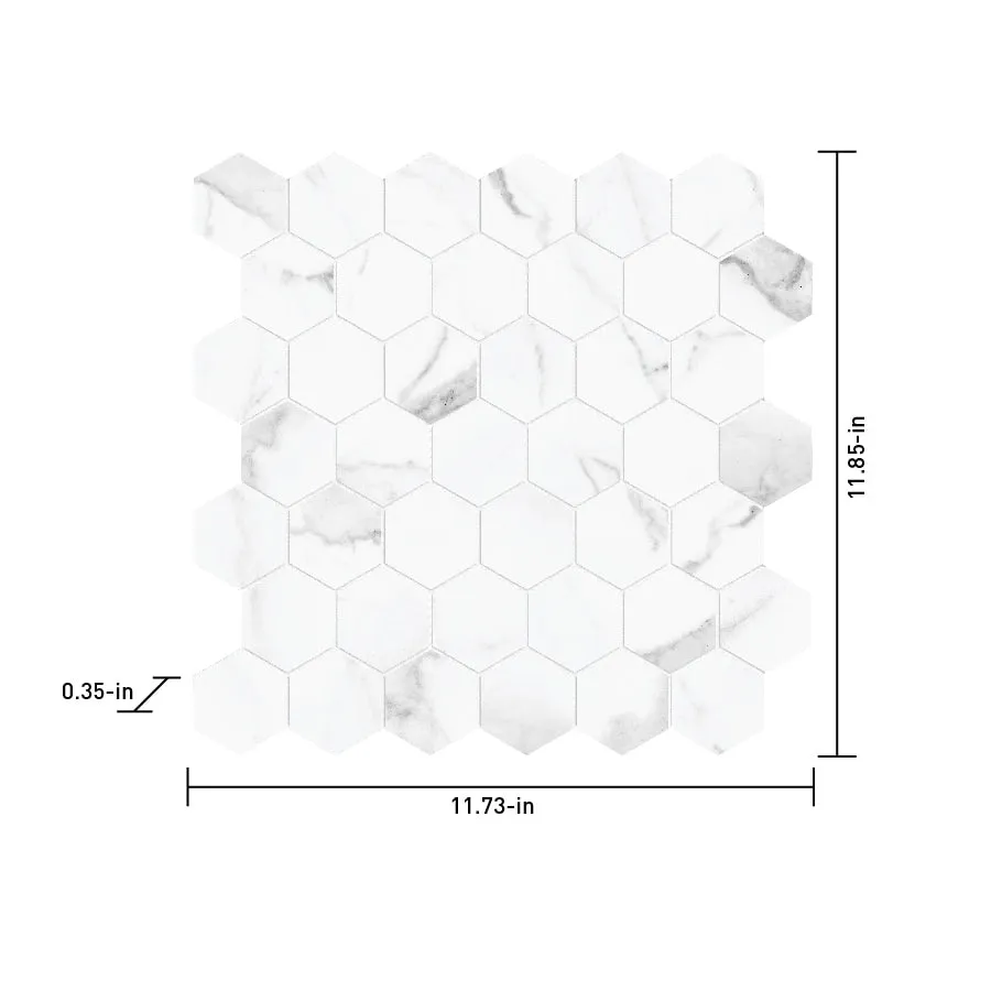 Satori Statuario 12-in x 12-in Polished Porcelain Hexagon Marble-Look Floor and Wall Tile, 0.96-sq ft per Piece, photo 7 of 8