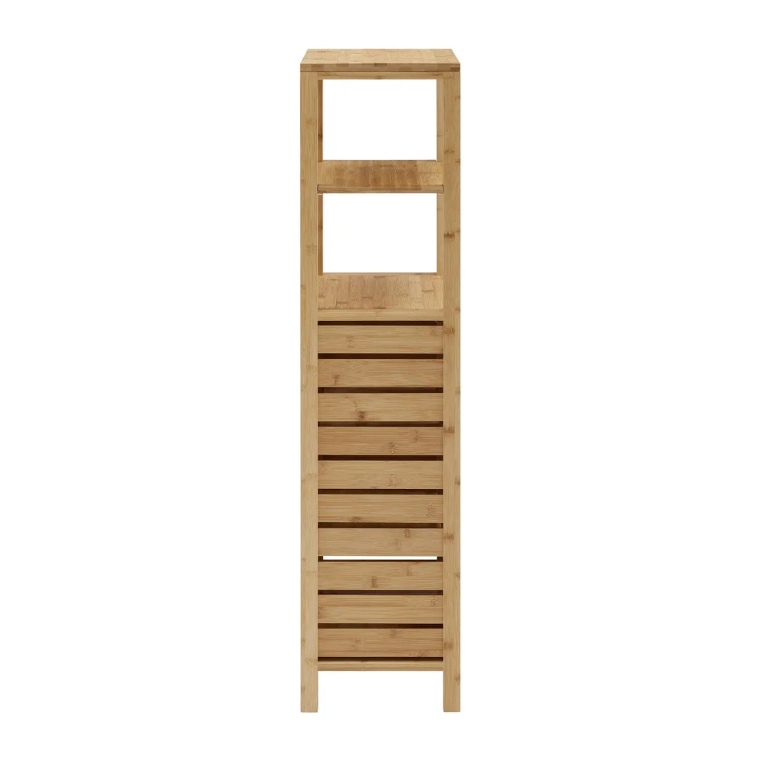 Linon Bracken Mid Cabinet 13-in x 46.5-in x 11-in Natural Bamboo Wood Freestanding Linen Cabinet, photo 8 of 9