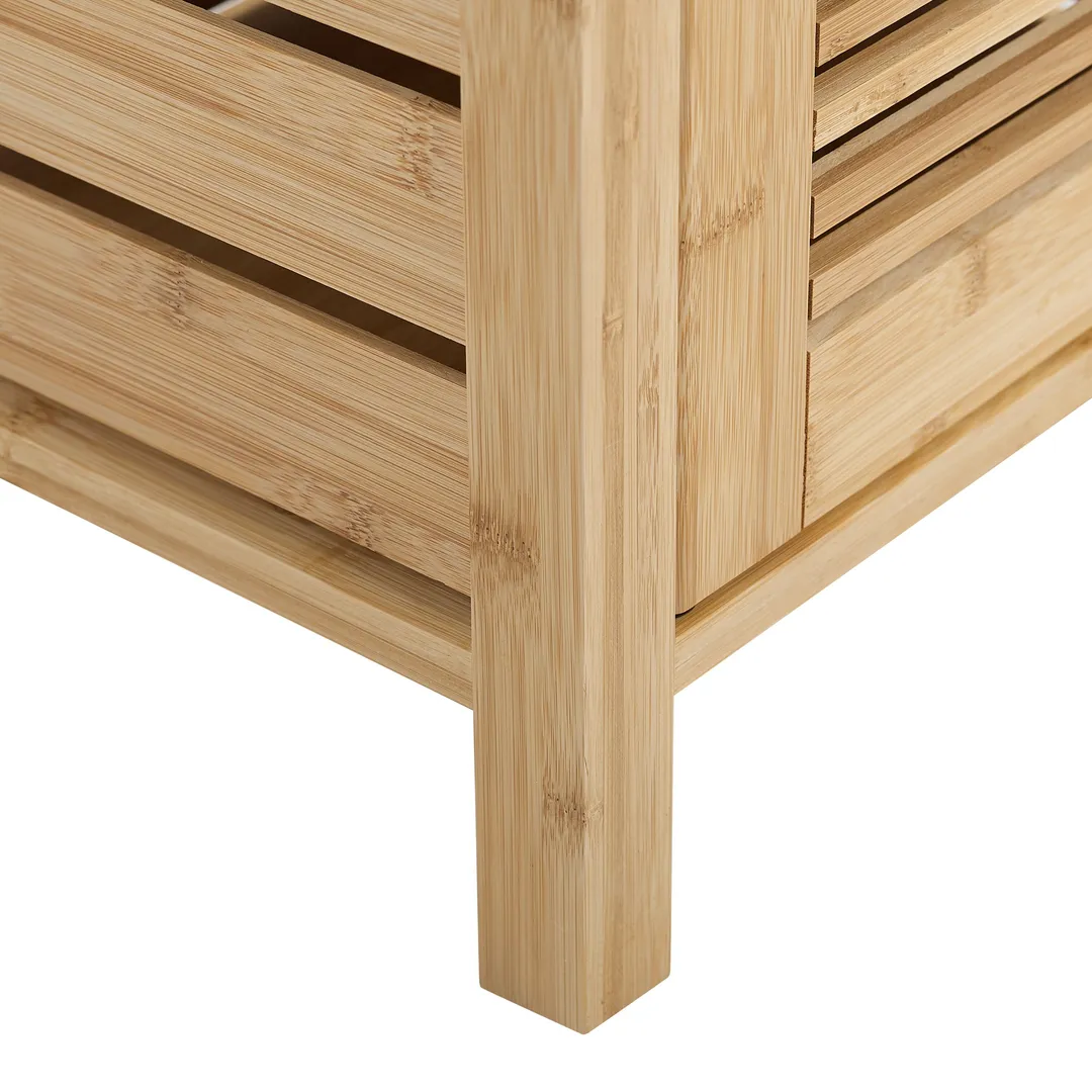 Linon Bracken Mid Cabinet 13-in x 46.5-in x 11-in Natural Bamboo Wood Freestanding Linen Cabinet, photo 9 of 9