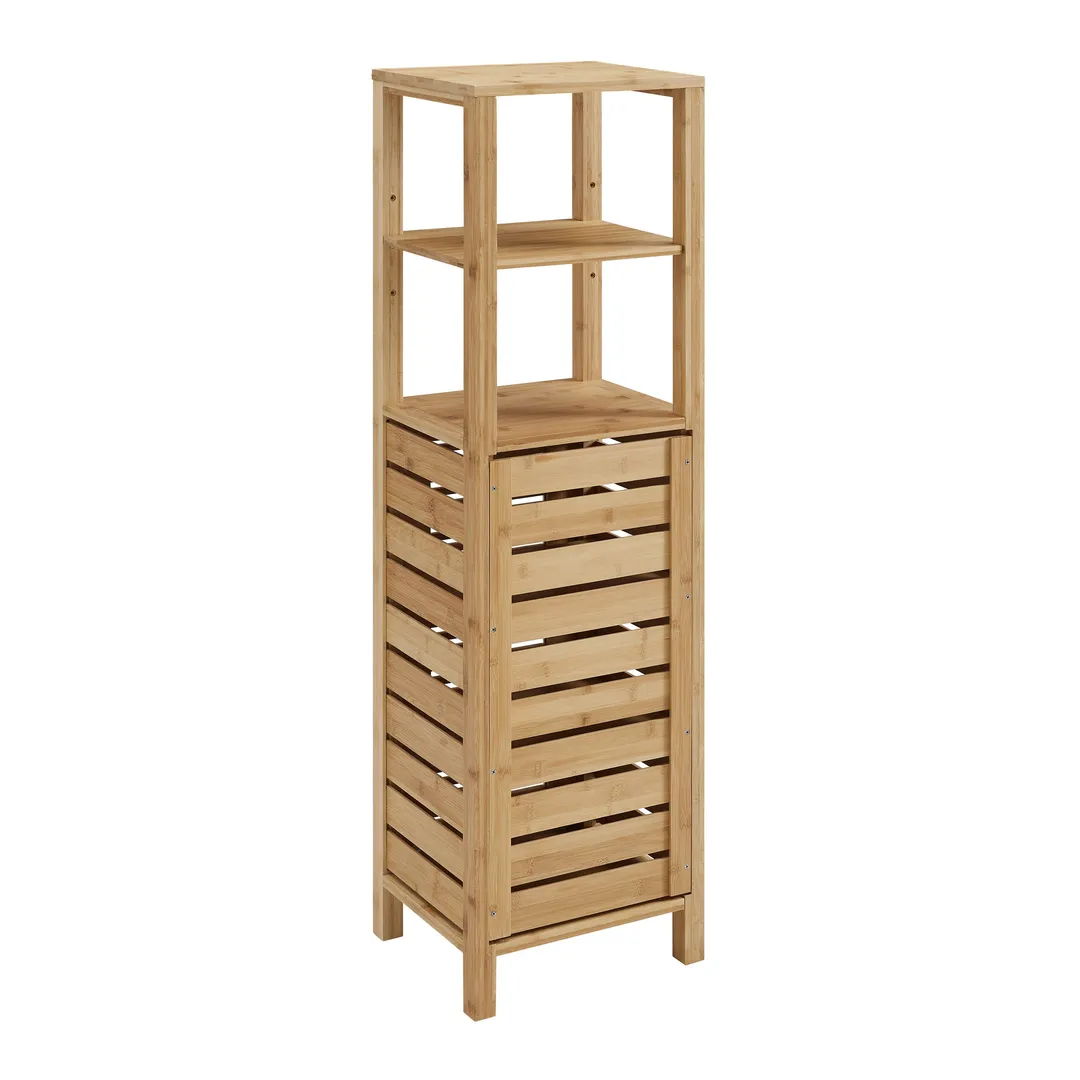 Linon Bracken Mid Cabinet 13-in x 46.5-in x 11-in Natural Bamboo Wood Freestanding Linen Cabinet, photo 6 of 9