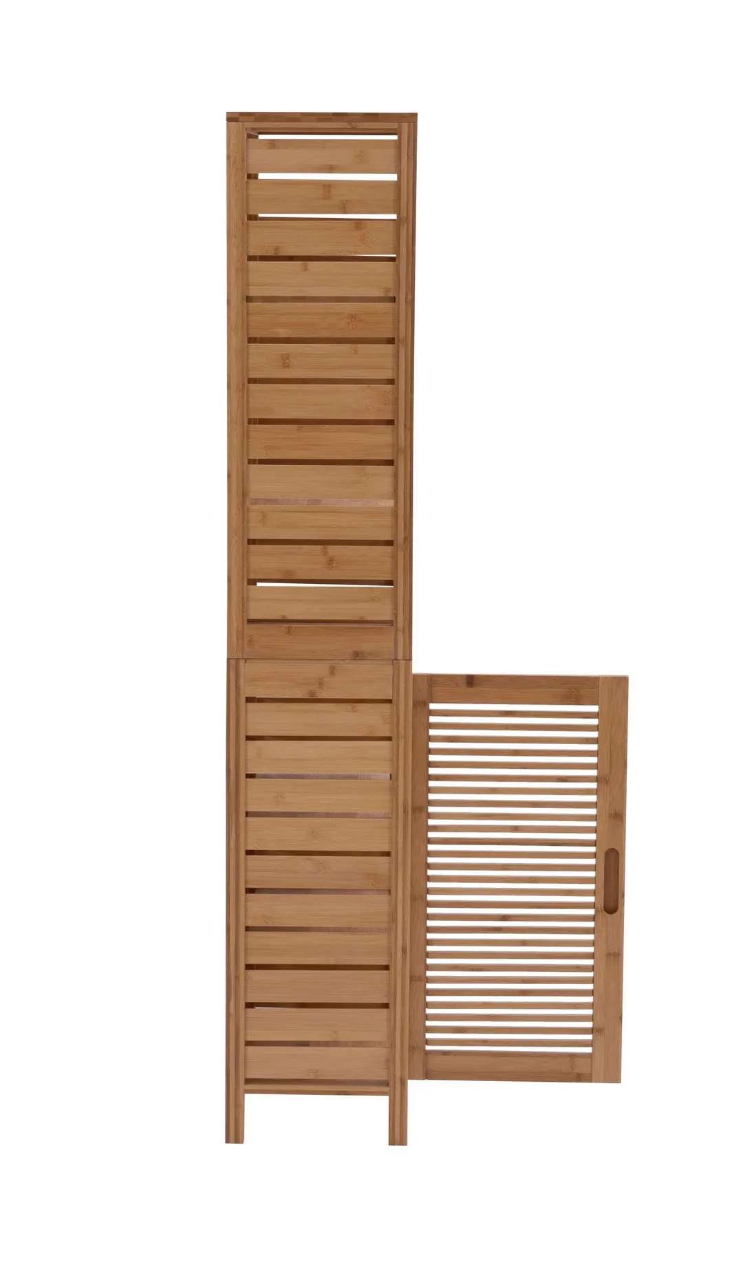 Linon Bracken Tall Cabinet 16-in x 61.75-in x 11-in Natural Bamboo Wood Freestanding Linen Cabinet, photo 9 of 10