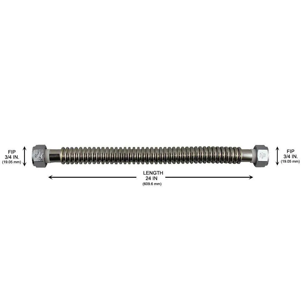 3/4 in. FIP x 3/4 in. FIP x 24 in. Stainless Steel Water Heater Connector, photo 2 of 11