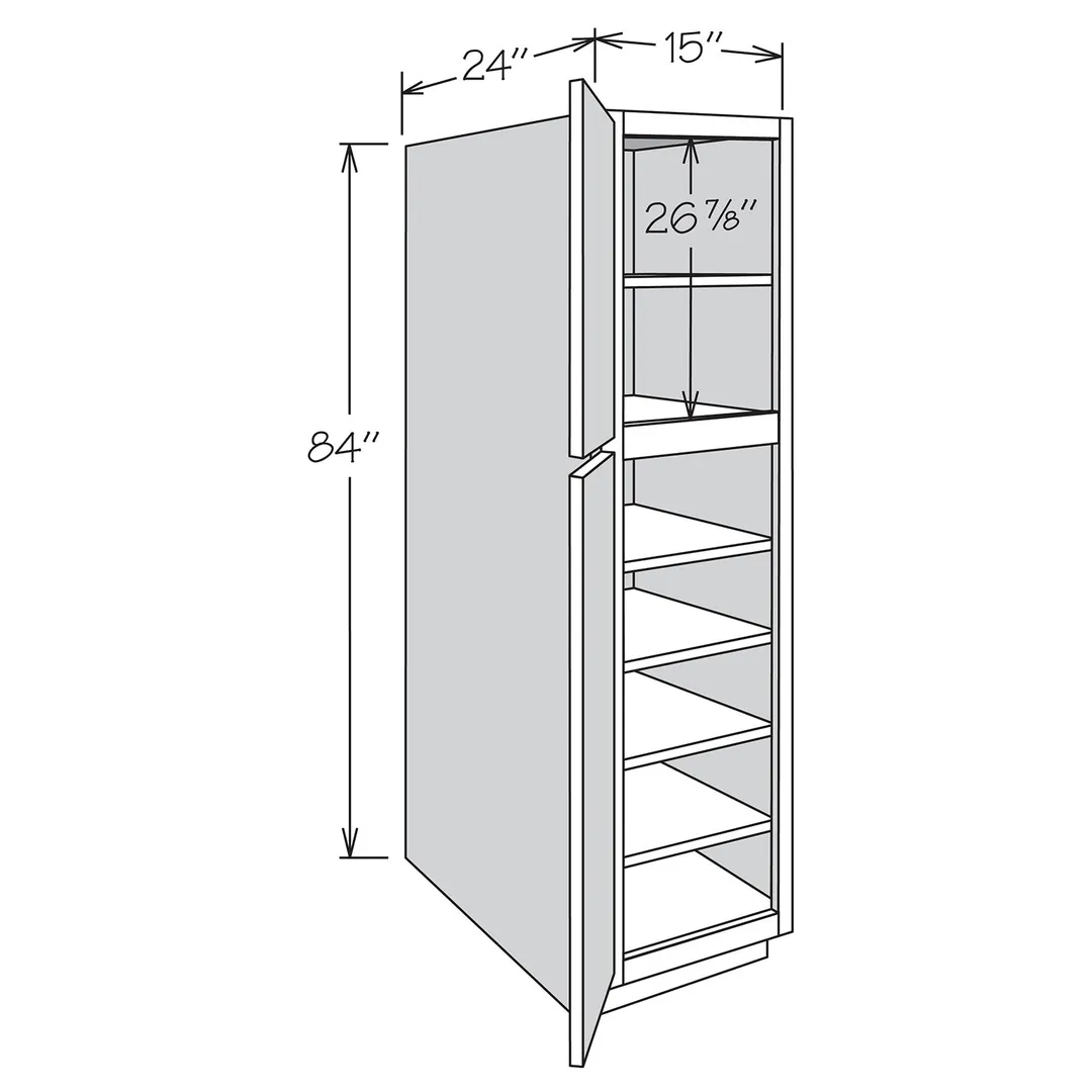 allen + roth Aveley 15-in W x 84-in H x 24-in D Linen Pantry Fully Assembled Cabinet (Flat Panel Shaker Door Style), photo 16 of 17