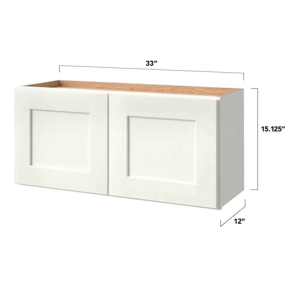 allen + roth Aveley 33-in W x 15.125-in H x 12-in D Linen Wall Fully Assembled Cabinet (Flat Panel Shaker Door Style), photo 8 of 15