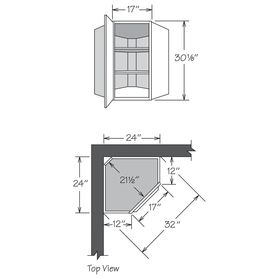 allen + roth Stonewall 24-in W x 30.125-in H x 20-in D Stone Diagonal Corner Wall Fully Assembled Cabinet (Flat Panel Shaker Style), photo 14 of 14