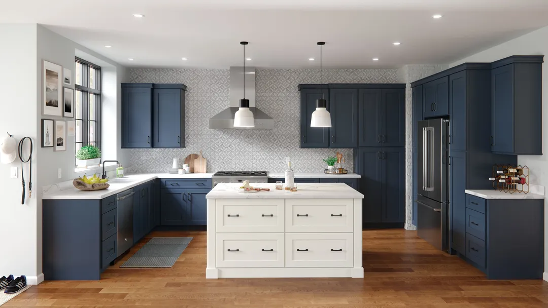 allen + roth Port 18-in W x 36.125-in H x 12-in D Navy Wall Fully Assembled Cabinet (Flat Panel Shaker Door Style), photo 4 of 18