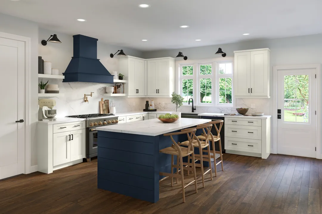 allen + roth Port 36-in W x 34.5-in H x 24-in D Navy Lazy Susan Corner Base Fully Assembled Cabinet (Flat Panel Shaker Style), photo 10 of 18