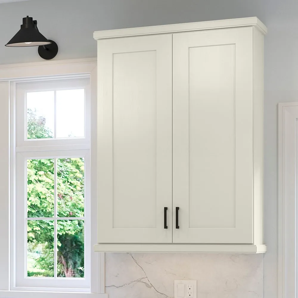 allen + roth Aveley 36-in W x 36.125-in H x 12-in D Linen Wall Fully Assembled Cabinet (Flat Panel Shaker Door Style), photo 11 of 19