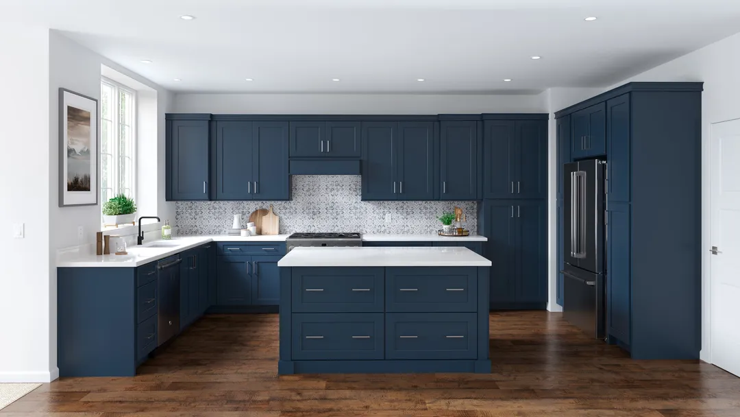 allen + roth Port 36-in W x 34.5-in H x 24-in D Navy Lazy Susan Corner Base Fully Assembled Cabinet (Flat Panel Shaker Style), photo 18 of 18