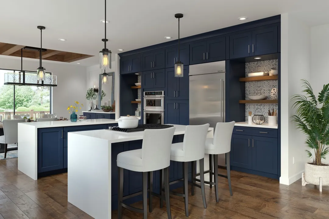 allen + roth Port 33-in W x 34.5-in H x 24-in D Navy Lazy Susan Corner Base Fully Assembled Cabinet (Flat Panel Shaker Style), photo 6 of 19