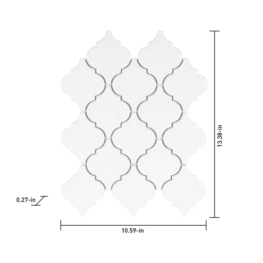 Satori Hudson Brilliant White 11-in x 13-in Glossy Porcelain Arabesque Mosaic Wall Tile (0.98-sq. ft/ Piece), photo 7 of 13