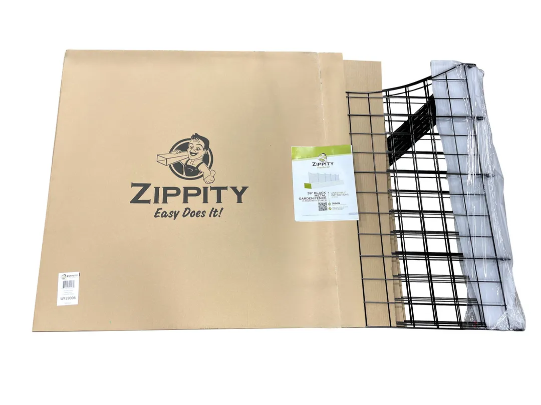 Zippity Outdoor Products 5 Panels 3-ft H x 3-ft W Black Galvanized Iron Scallop No Dig Garden Fence Panel, photo 6 of 8