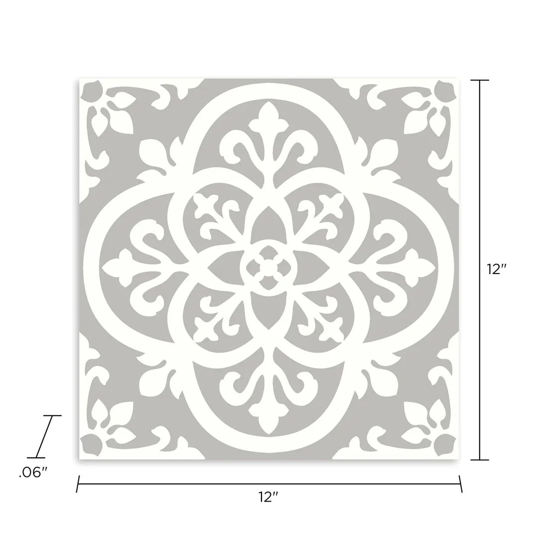 FloorPops Grey 12-in x 12-in Water Resistant Peel and Stick Vinyl Tile Flooring, 20-sq ft Carton, photo 2 of 8