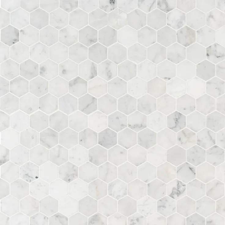 MSI Carrara White Hexagon 11.75 in. x 12 in. x 8mm Honed Marble Mesh-Mounted Mosaic Tile (9.8 sq. ft./case), photo 6 of 6