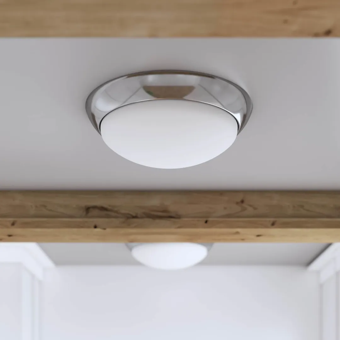 Project Source 2-Pack 11-in Brushed Nickel Integrated LED Flush Mount Ceiling Light, 3000K, 1400 Lumens, photo 5 of 11