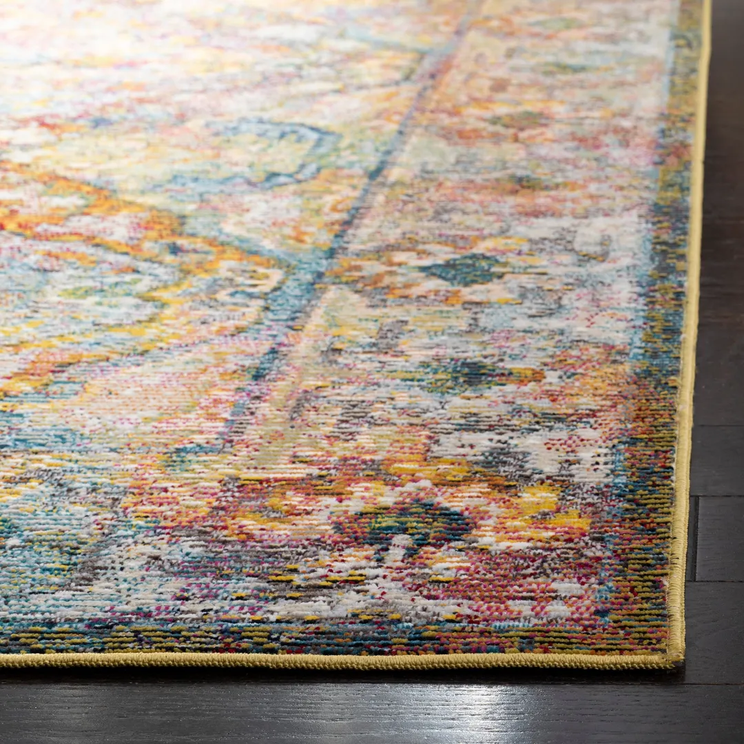 Safavieh Crystal Clayton 3 x 5 Light Blue/Orange Indoor Floral/Botanical Oriental Throw Rug, photo 3 of 6