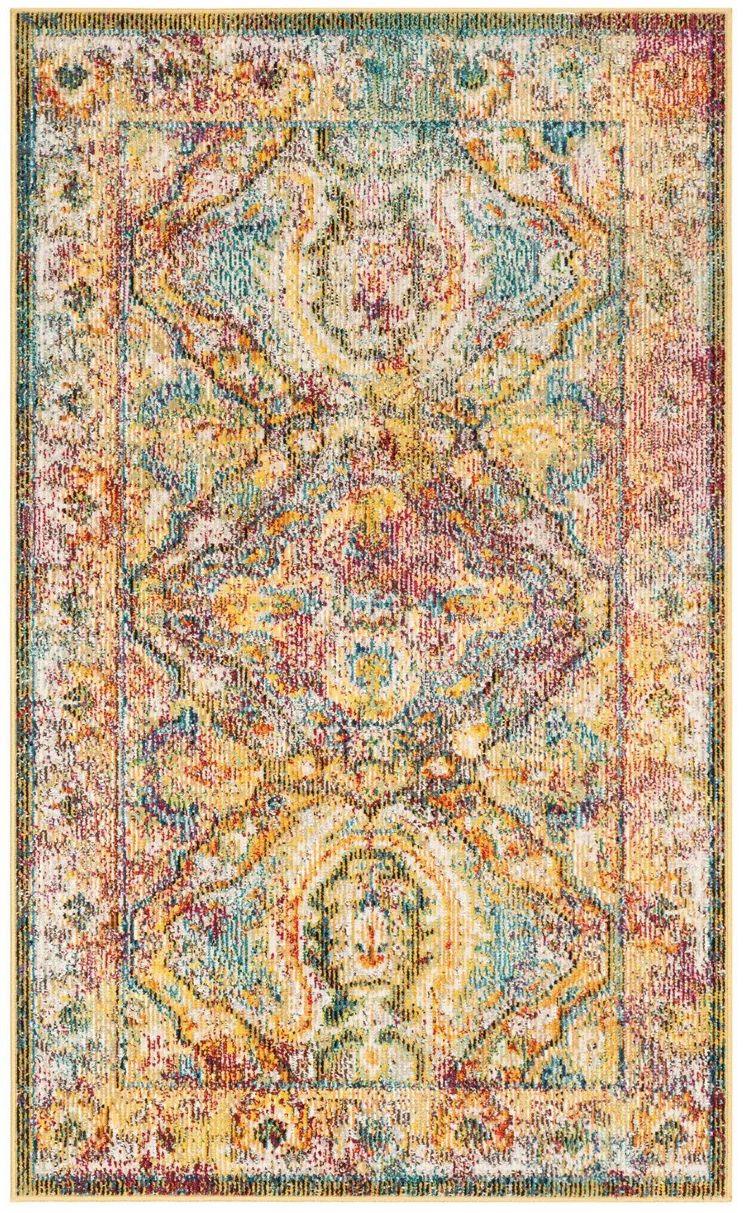 Safavieh Crystal Clayton 3 x 5 Light Blue/Orange Indoor Floral/Botanical Oriental Throw Rug, photo 2 of 6