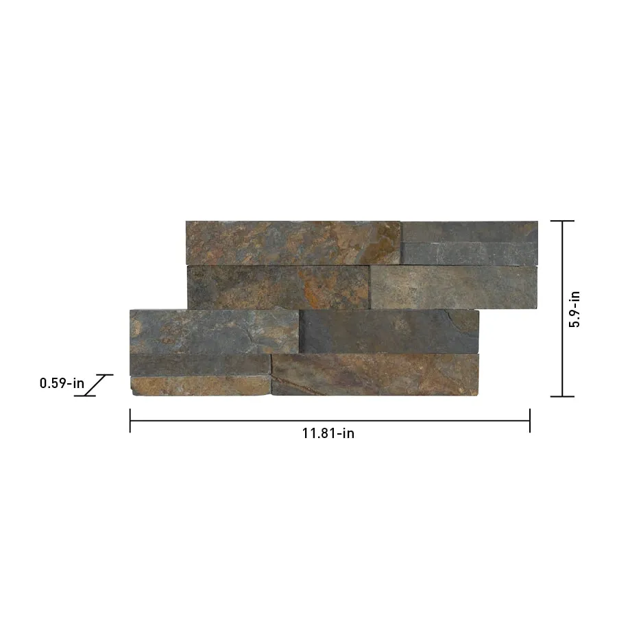 Satori Oxide Ledgestone 6-in x 12-in Natural Slate Stone-Look Wall Tile, 0.48-sq ft per Piece, photo 2 of 8