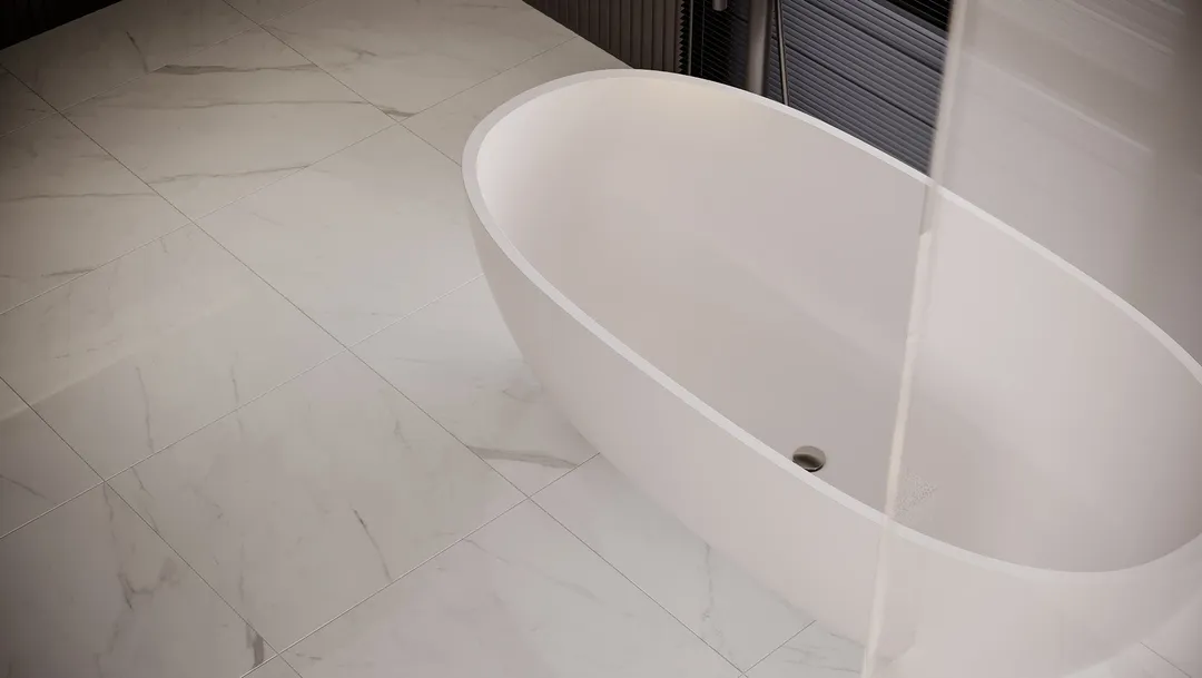 Satori Carrara Domani Polished 24-in x 24-in Polished Porcelain Marble Look Floor Tile, photo 12 of 12