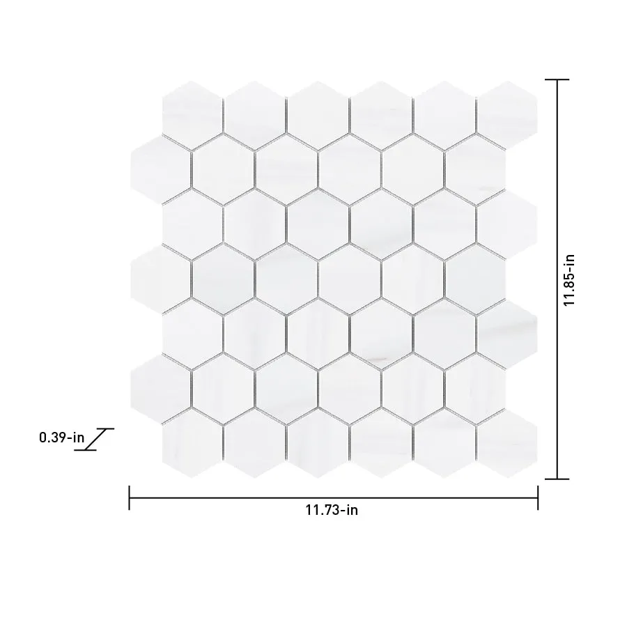 Satori Bianco Dolomite 12-in x 12-in Polished Natural Stone Marble Look Hexagon Mosaic Wall Tile (0.96-sq. ft/ Piece), photo 6 of 8