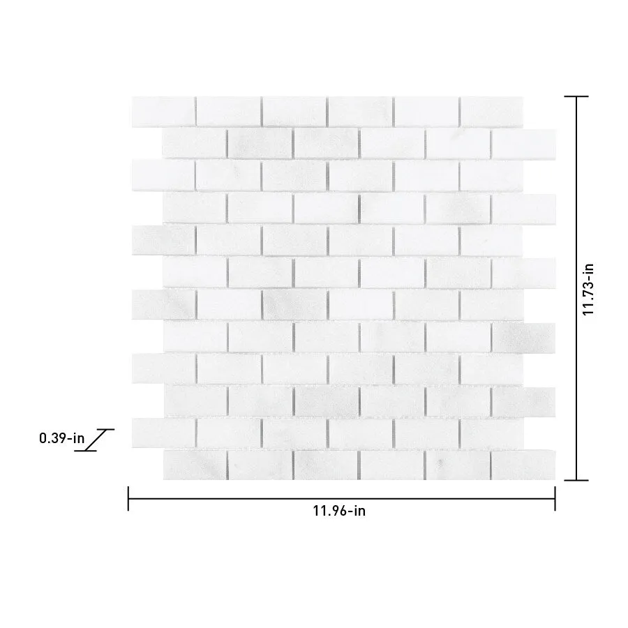 Satori Bianco 12-in x 12-in Polished Natural Stone Brick Look Mosaic Wall Tile (0.97-sq. ft/ Piece), photo 7 of 7