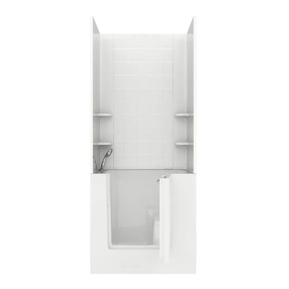Rampart Nova Heated 5 ft. Walk-in Air Bathtub with 4 in. Tile Easy Up Adhesive Wall Surround in White, photo 12 of 12