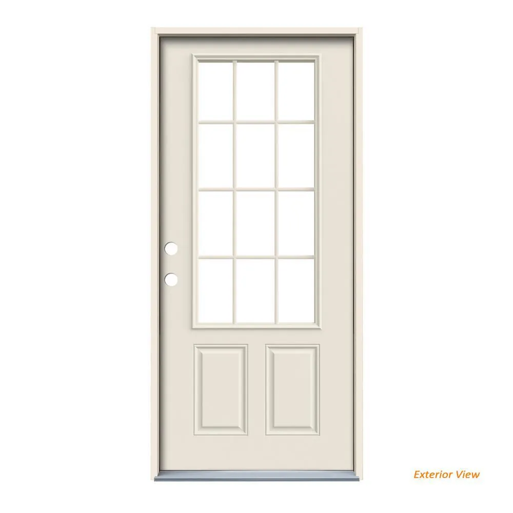 32 in. x 80 in. 12 Lite Primed Steel Prehung Right-Hand Inswing Back Door, photo 9 of 12