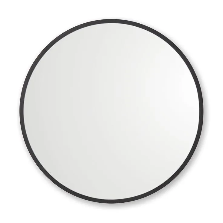 Better Bevel 30 in. x 30 in. Rubber Framed Round Bathroom Vanity Mirror in Matte Gold, photo 4 of 11