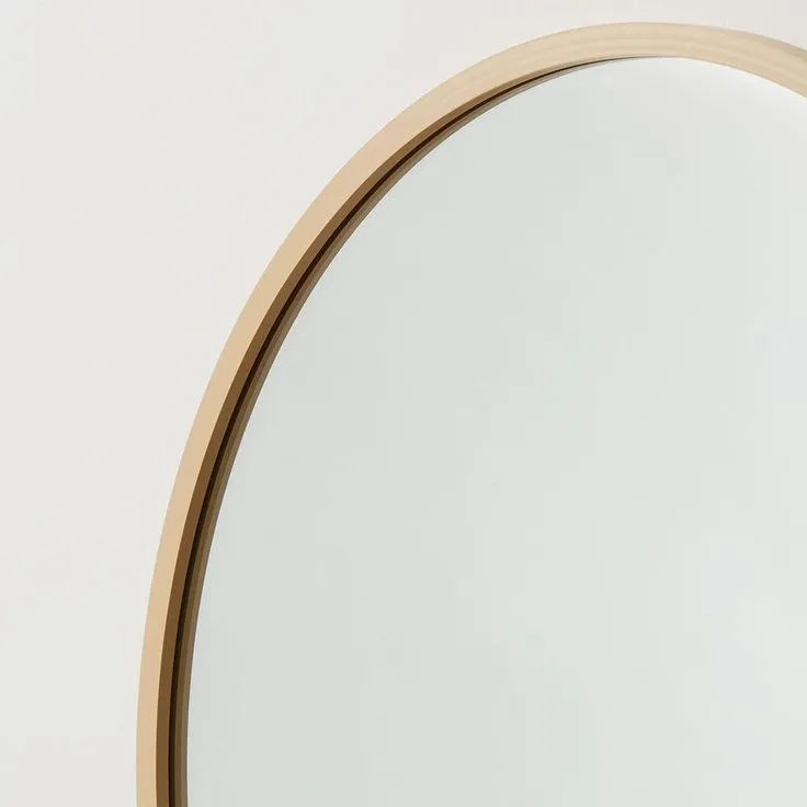 Better Bevel 30 in. x 30 in. Rubber Framed Round Bathroom Vanity Mirror in Matte Gold, photo 11 of 11