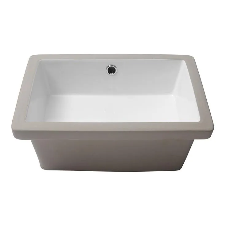 LORDEAR 18 in. Undermount Bathroom Vessel Sink Modern Rectangle Porcelain Ceramic Lavatory Vanity Bathroom Sink in Pure White, photo 4 of 7