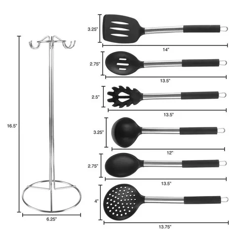 Stainless Steel and Silicone Kitchen Utensil (Set of 7)
