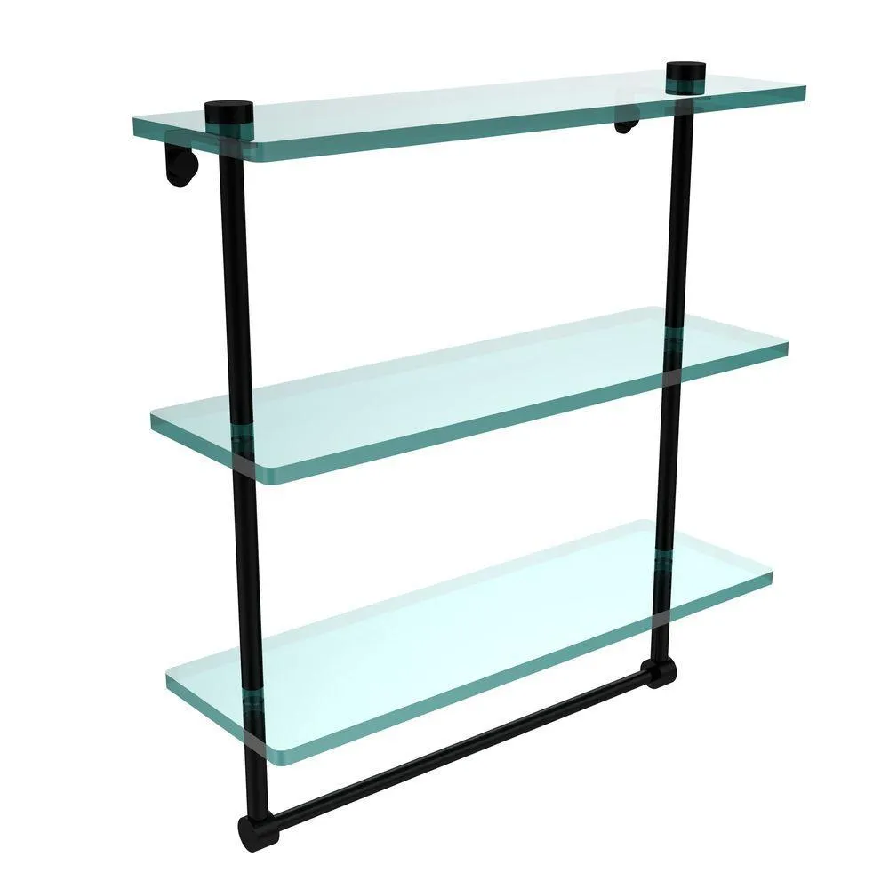 Allied Brass 16 in. L x 18 in. H x 5 in. W 3-Tier Clear Glass Bathroom Shelf with Towel Bar in Antique Bronze, photo 13 of 14