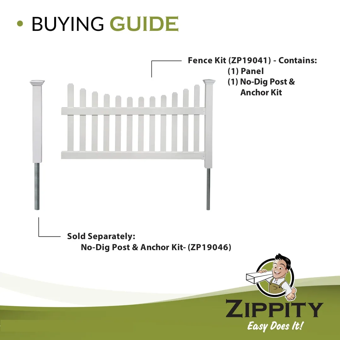 Zippity Outdoor Products All American 3.5-ft H x 3.5-in W White Vinyl Scallop Universal Fence Post No Dig (Unassembled), photo 4 of 6