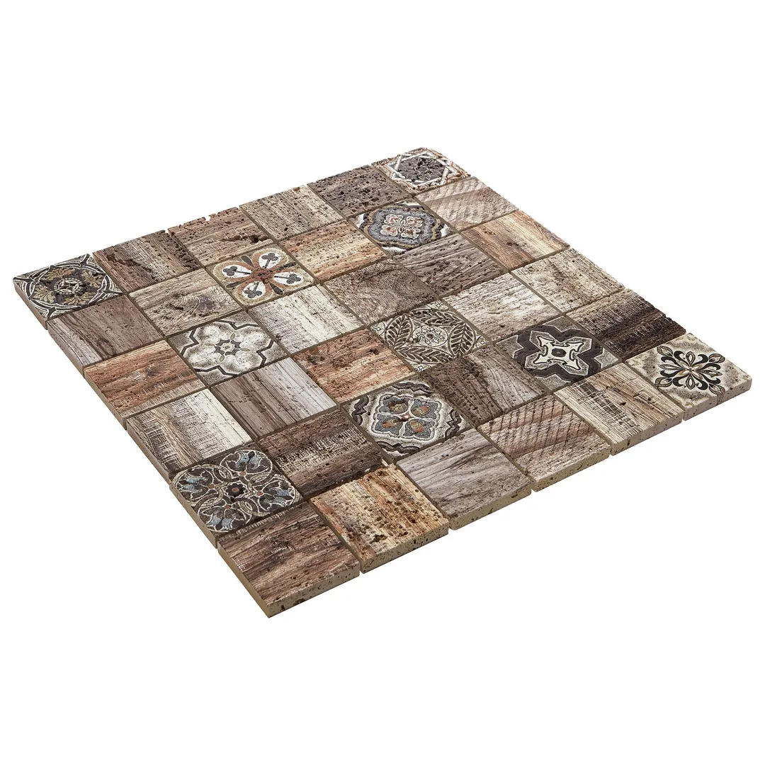 American Olean Genuine Stone Moroccan Natural Travertine Mosaic Wall Tile, 11 in x 11 in, photo 8 of 12