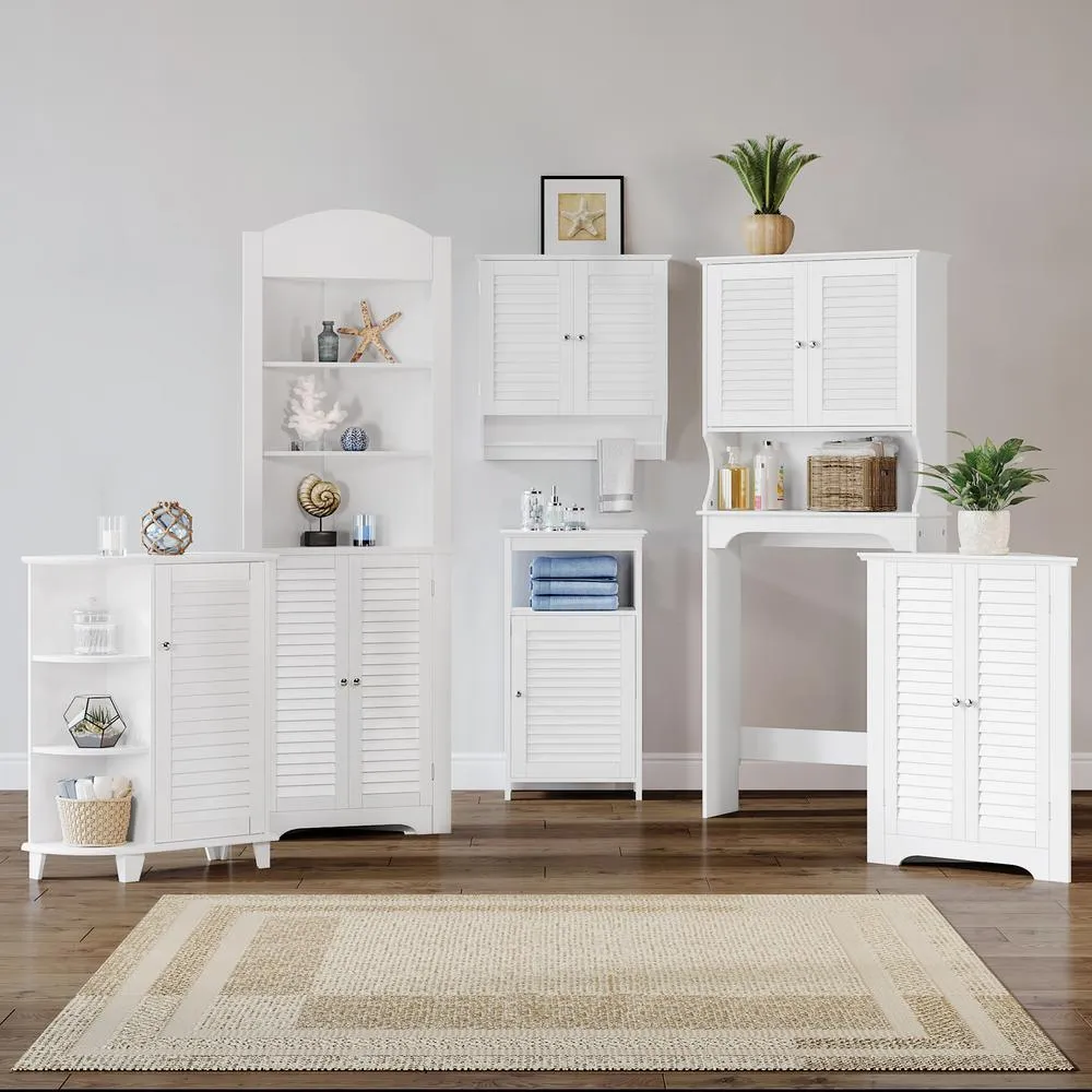 RiverRidge Ellsworth 23-5/8 in. W x 31-1/10 in. H Bathroom Linen Storage Floor Cabinet with Side Shelves in White, photo 4 of 9
