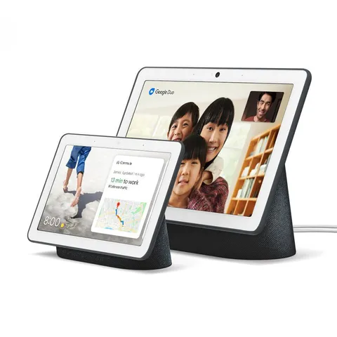 Nest Hub Max Charcoal plus Nest Hub in Charcoal