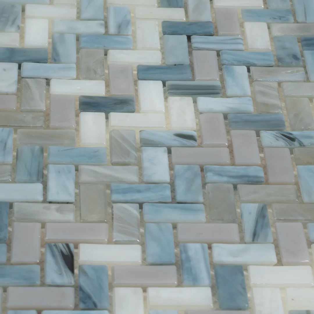 Apollo Tile (Sample) Majeste Blue Gray 4-in x 4-in Matte Glass Herringbone Mosaic Floor and Wall Tile, photo 3 of 5