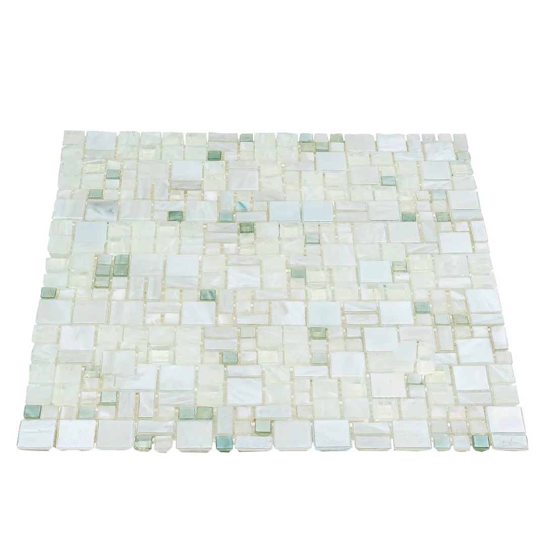 Apollo Tile (Sample) Majeste White 4-in x 4-in Glossy Glass Mixed Pattern Patterned Floor and Wall Tile, photo 6 of 6