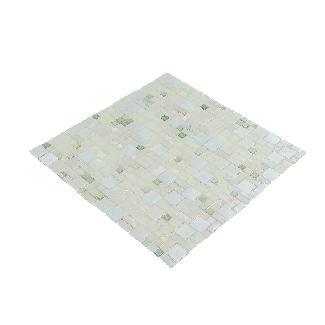 Apollo Tile (Sample) Majeste White 4-in x 4-in Glossy Glass Mixed Pattern Patterned Floor and Wall Tile, photo 5 of 6