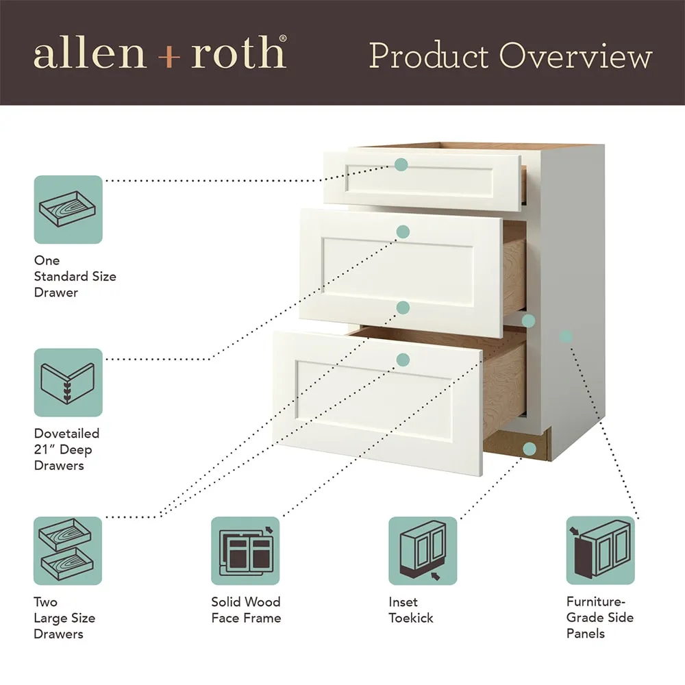 allen + roth Stonewall 21-in W x 34.5-in H x 24-in D Stone 3-Drawer Base Fully Assembled Cabinet (Flat Panel Style), photo 15 of 18