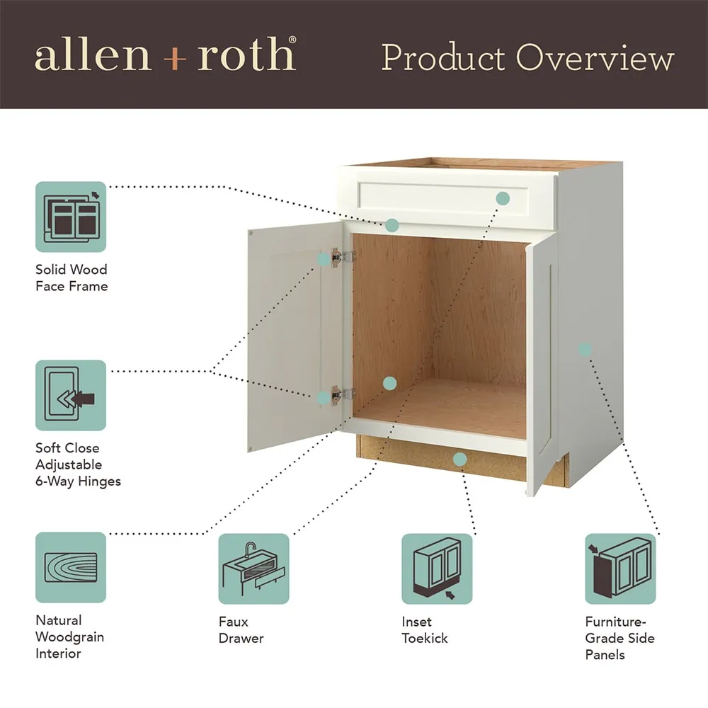allen + roth Stonewall 27-in W x 34.5-in H x 24-in D Stone Sink Base Fully Assembled Cabinet (Flat Panel Shaker Style), photo 14 of 17