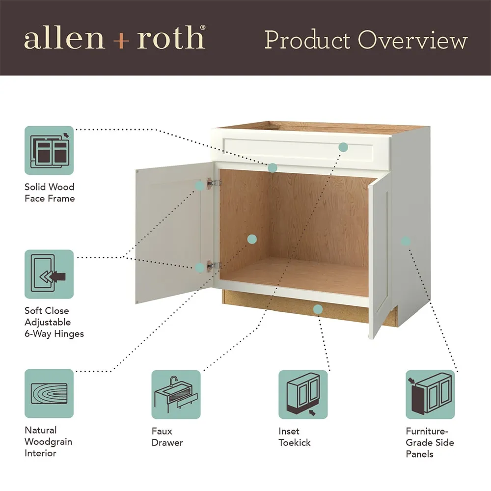allen + roth Stonewall 33-in W x 34.5-in H x 24-in D Stone Sink Base Fully Assembled Cabinet (Flat Panel Shaker Style), photo 14 of 17