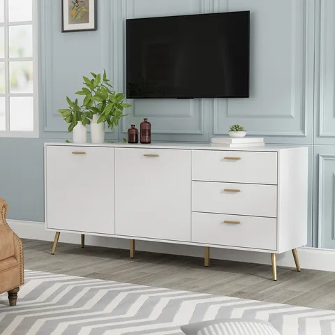 Modern/Contemporary White Tv Cabinet (Accommodates TVs more than 70-in)