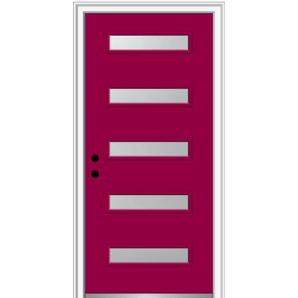 MMI Door 36 in. x 80 in. Davina Right-Hand Inswing 5-Lite Frosted Glass Painted Steel Prehung Front Door on 4-9/16 in. Frame, photo 37 of 42