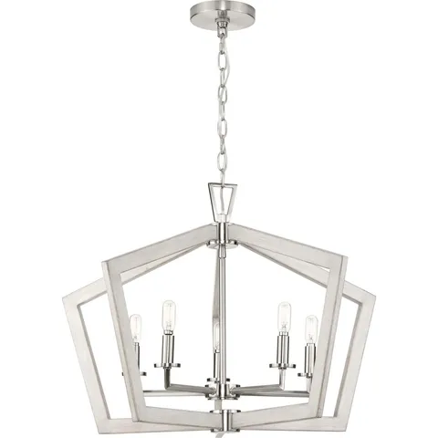 Galloway 5-Light Farmhouse Chandelier in Brushed Nickel